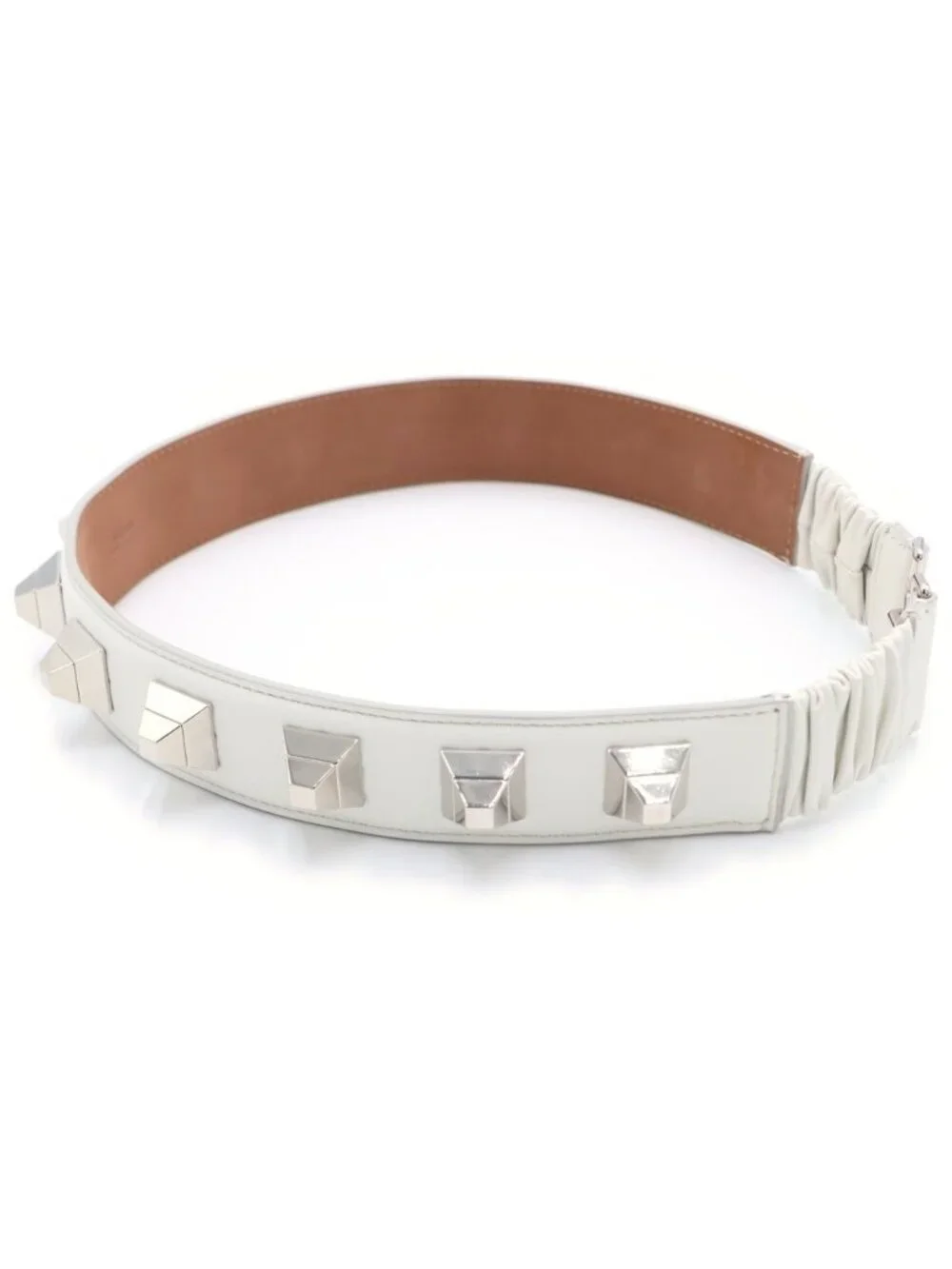 Fendi Studd Belt Studded Leather White